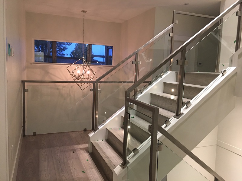 modern interior stair railings, stainless steel, richmond, bc